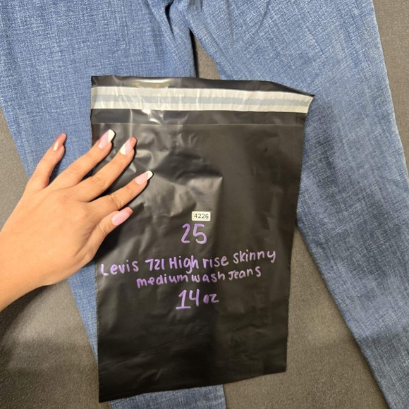 Levi's 721 High Rise Skinny Stretch Blue Levis Jeans Women's Size 25 X 24 Y2K - Picture 11 of 11